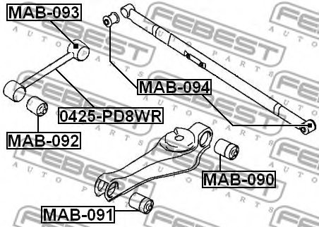 FEBEST MAB-093 Control Arm-/Trailing Arm Bush